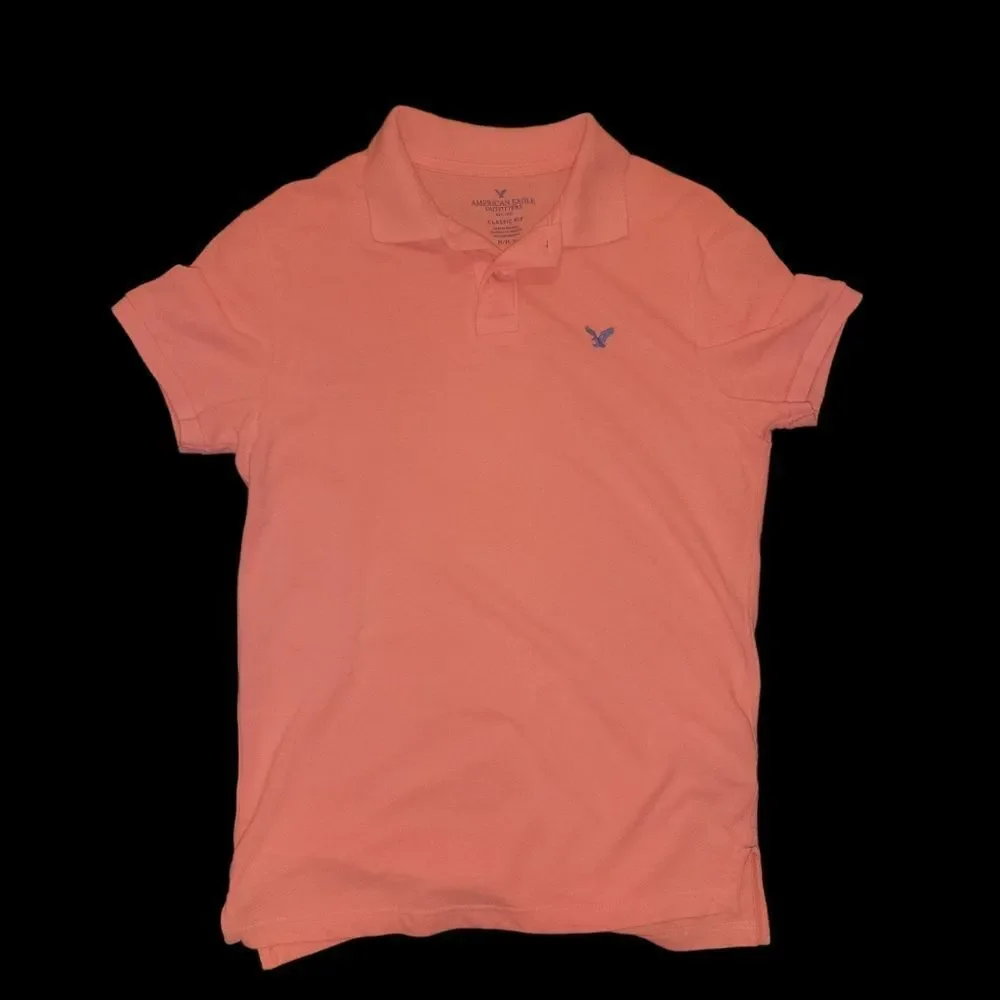 American Eagle Mens Polo Shirt M/M Orange Athletic Fit Short Sleeve Casual